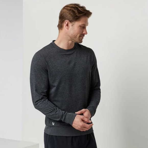 Vuori Men's Ponto Performance Crew Long Sleeve Shirt Color: Charcoal Heather XL - Picture 2 of 15
